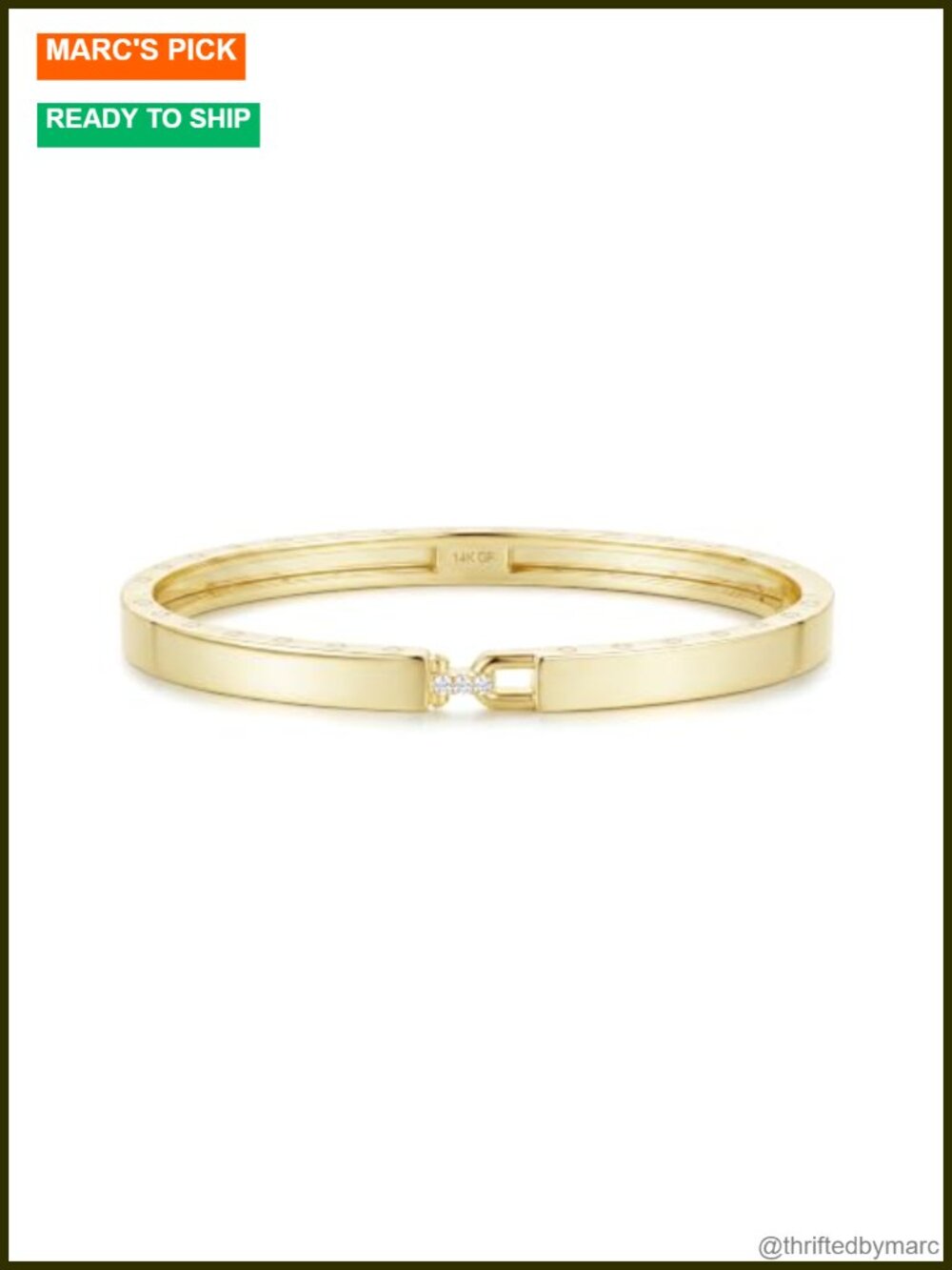 14K Gold Filled Bangle Bracelet 6mm Wide Polished Minimalist Women